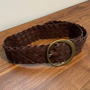Brown Wide Braided Belt